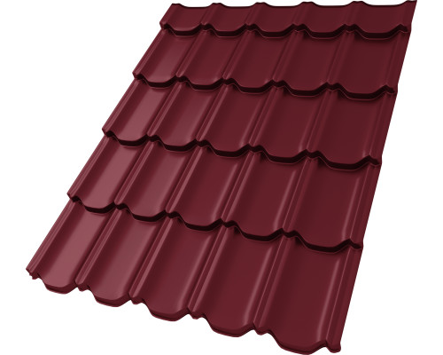 Металлочерепица Kvinta Plus 3D 0,5 Satin Matt TX RAL 3005 красное вино в Ступино
