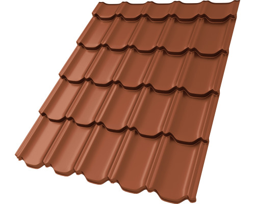 Металлочерепица Kvinta Plus 3D 0,5 Satin Matt TX RAL 8004 терракота в Ступино