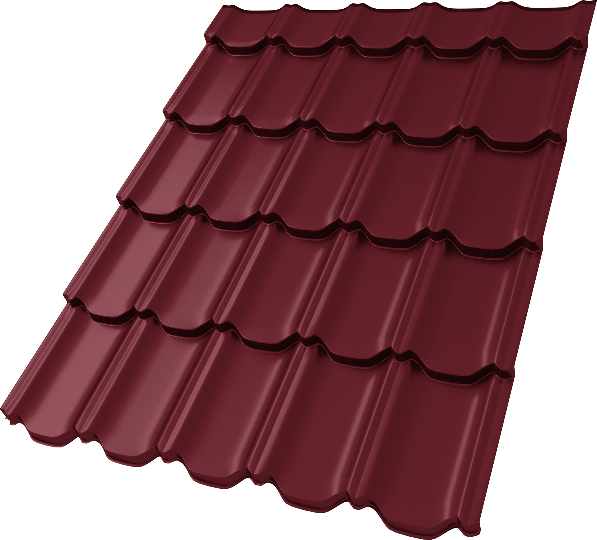 Металлочерепица Kvinta Plus 3D Satin Matt TX RAL 3005 красное вино